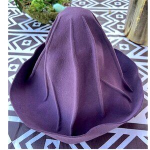 Vtg FRANCINE MILLO PARIS Heather/Mauve w/Pleats Wool Felt Cloche Hat Cloche L-XL